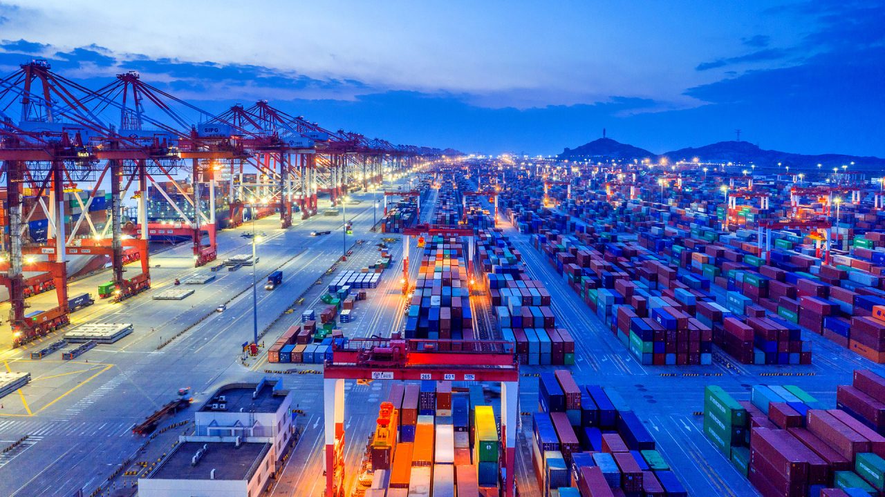 aerial view port at shanghai