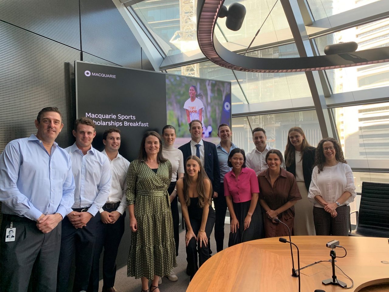 Left to right: Antony Green, Eddie Poolman, William Goddard, Sally Kehoe, Charlotte McGill, Georgia Duncan, Angus McDonald, Benn Melrose, Jessica Widarma, Chris McKenzie, Codie Klein, Sascha Taurins and Anna Le Masurier.