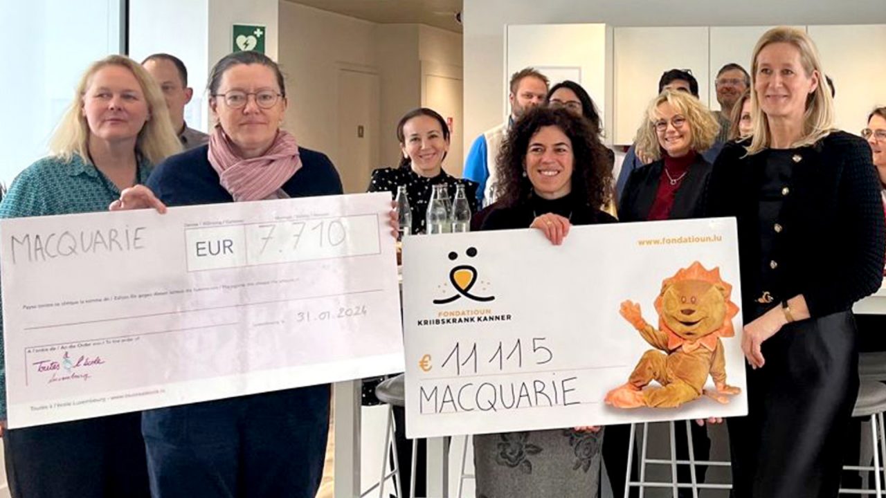 Donating funds our people raised during Foundation Week to multiple charities in Luxembourg