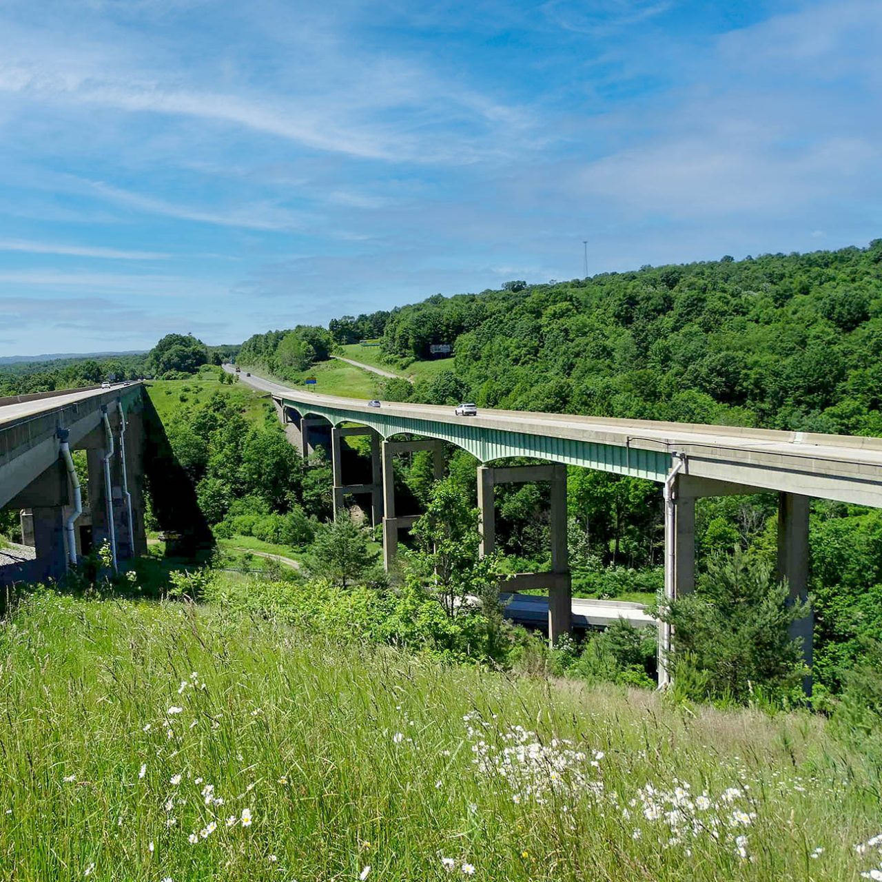 The I-80 Canoe Creek bridge is one of six bridges in critical need of rehabilitation that will be delivered in the first package of the Pennsylvania Department of Transportation’s Major Bridges P3 Program.  